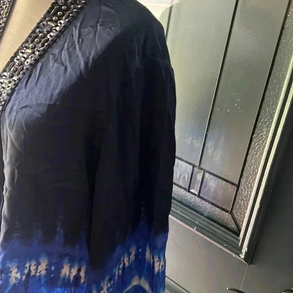 Chico’s black lable beaded silk open cardigan top size 3 - Picture 4 of 7